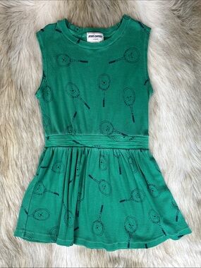 Bobo Choses Green Tennis Print Organic Cotton Dress 4-5Y